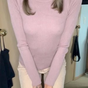 Light Pink Ripped Turtleneck